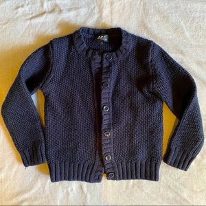 APC navy 100% wool cardigan